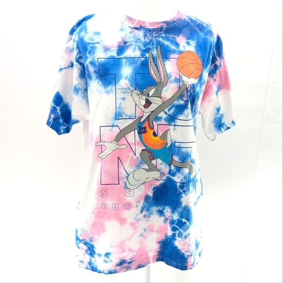 Looney Tunes Space Jam Bugs Bunny Tie Dye Blue Pink T-Shirt Size Medium - Picture 1 of 4